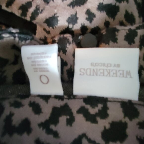 Womens Weekends By Chicos Leopard Print Zip-Up Jacket - Picture 3 of 5